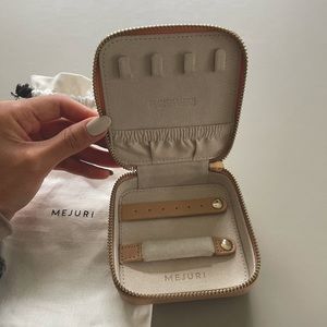 Mejuri Beige Zip Around Travel Case